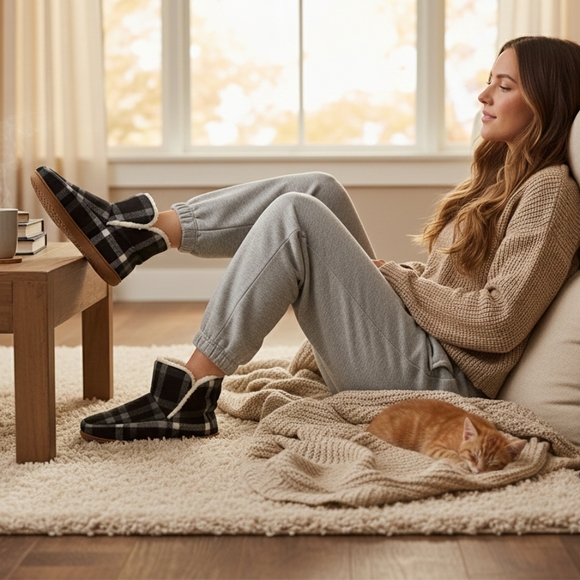 Dearfoams Plaid Slippers Size 5/6 NWT Machine Washable Indoor/Outdoor - Picture 6 of 6